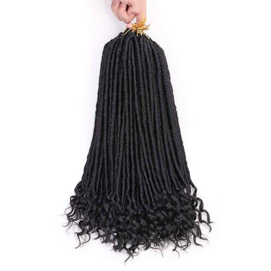 (50cm , 1B-27) - 50cm Crochet Faux Locs Straight Curly Ends 6pcs/lot Goddess Locs Crochet Hair Goddess Braids Crochet Hair Extensions