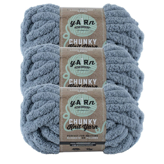 (3 Pack) Lion Brand Yarn 951-148X AR Workshop Chunky Knit Yarn, Fog